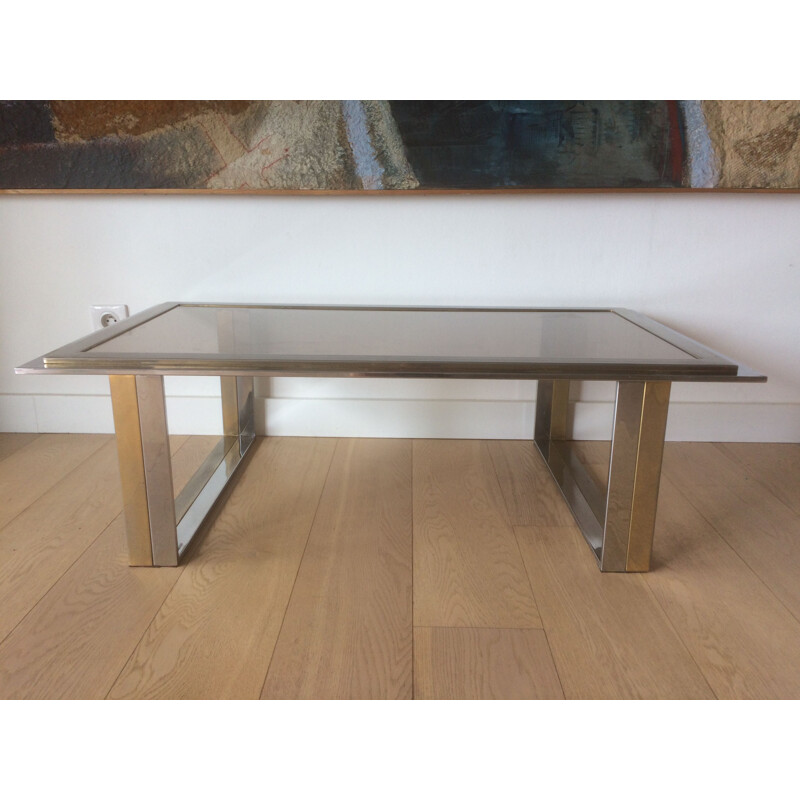 Vintage chrome and brass coffee table by Romeo Rega, Italy 1970