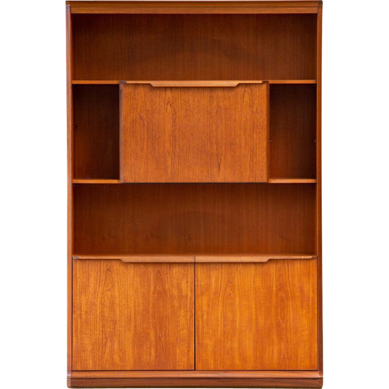 Vintage teak bookcase with desk, Scandinavian 1960s