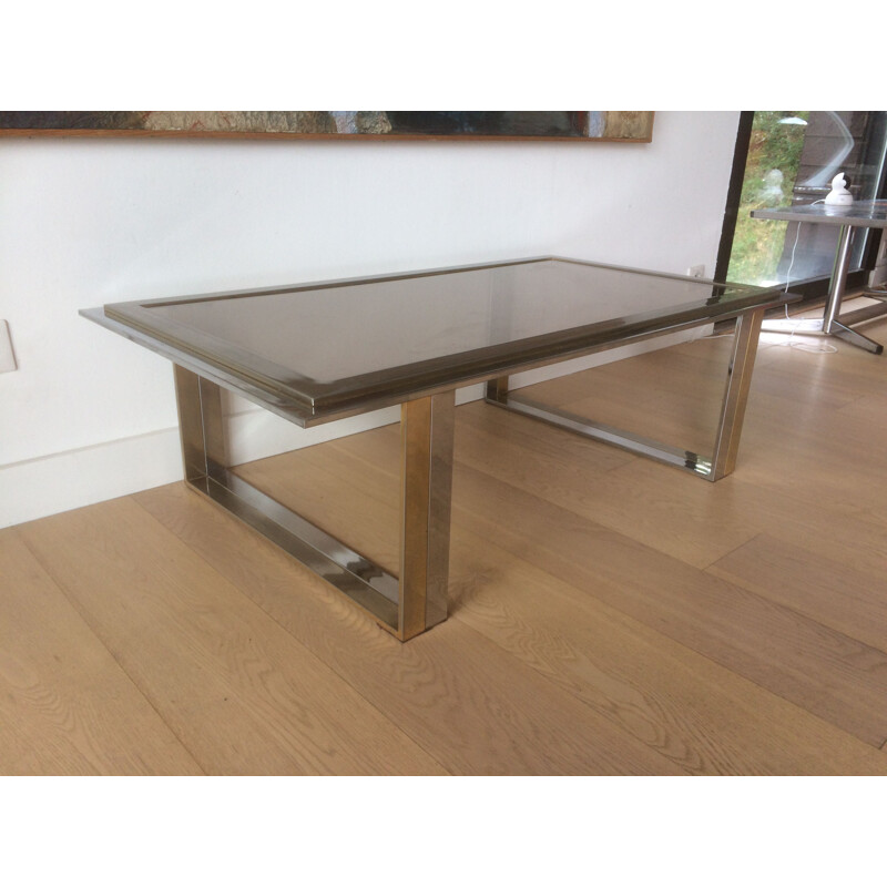 Vintage chrome and brass coffee table by Romeo Rega, Italy 1970