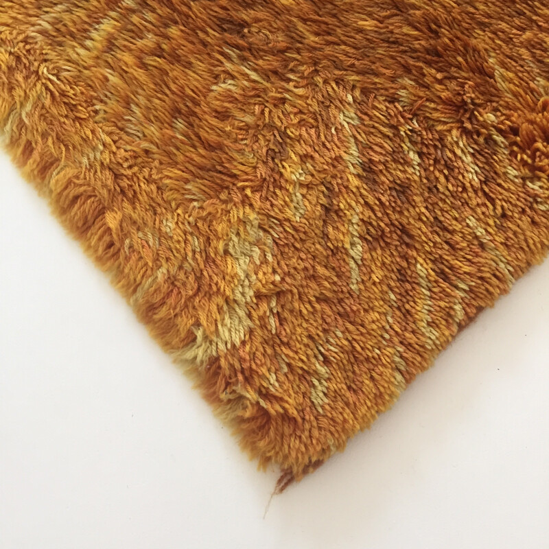 Scandinavian rug in orange and brown wool - 1970s