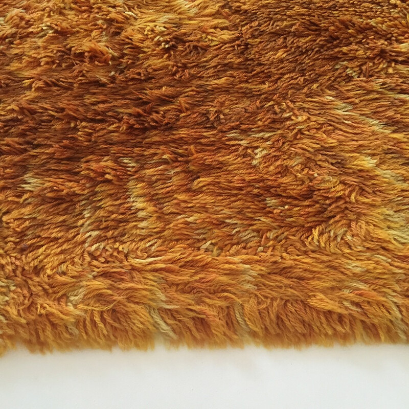 Scandinavian rug in orange and brown wool - 1970s