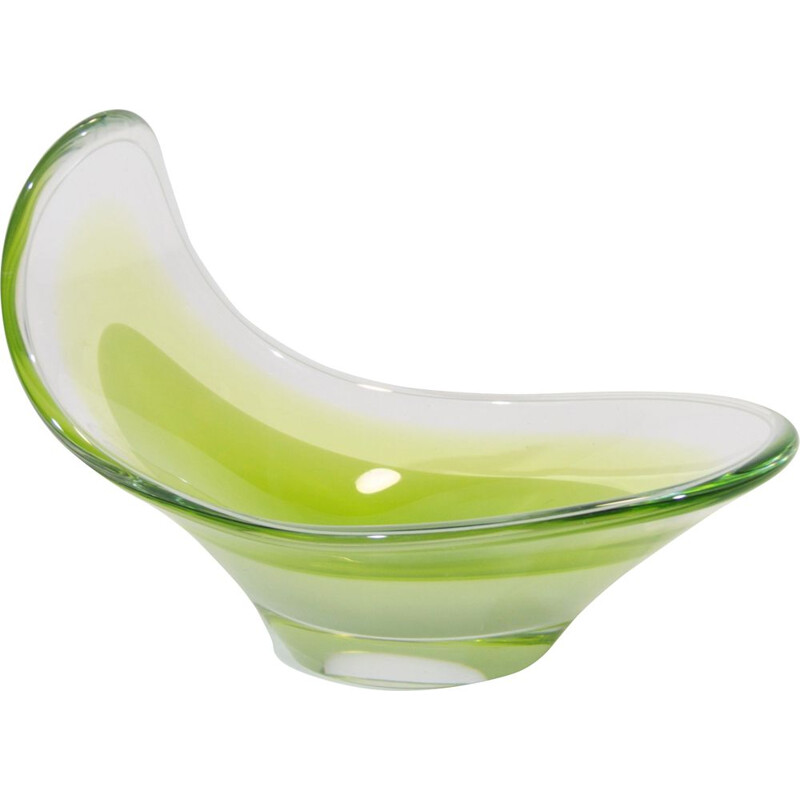 Vintage glass bowl by Paul Kedelv for Flygsfors, Sweden 1950