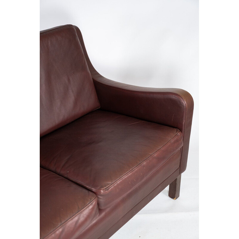 Sofá de couro Vintage de dois lugares em castanho vermelho da Stouby Furniture