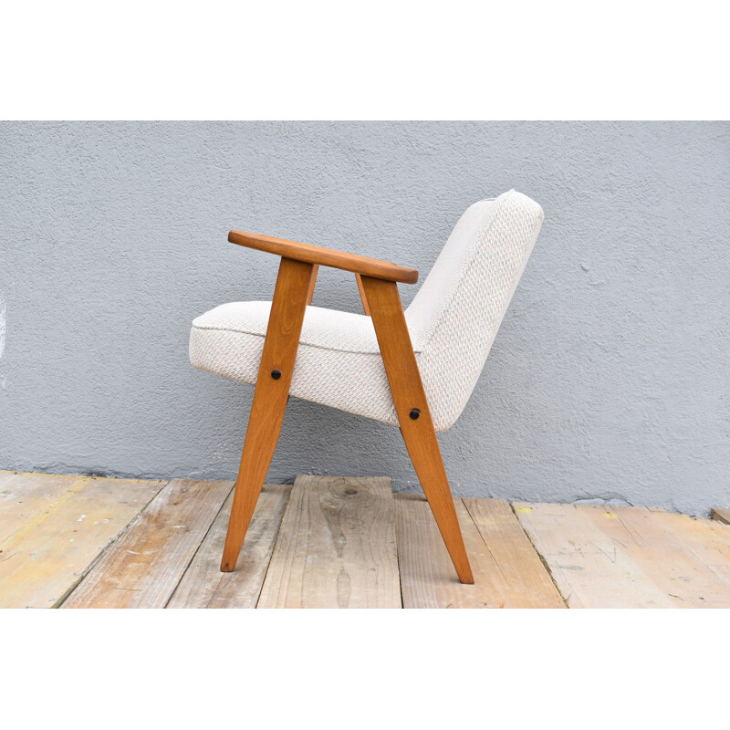 Fauteuil vintage 366 beige de J. Chierowski pour Dolnoslaska Swiebodzice, Pologne 1960