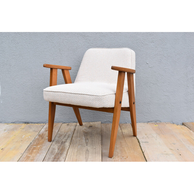 Vintage Armchair 366 beige by J. Chierowski for Dolnoslaska Swiebodzice, Poland 1960s