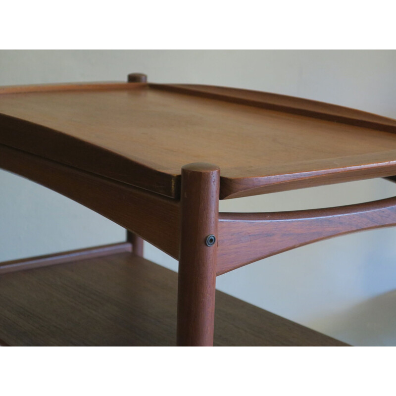 Vintage teak serving trolley with removable tray, Denmark 1960