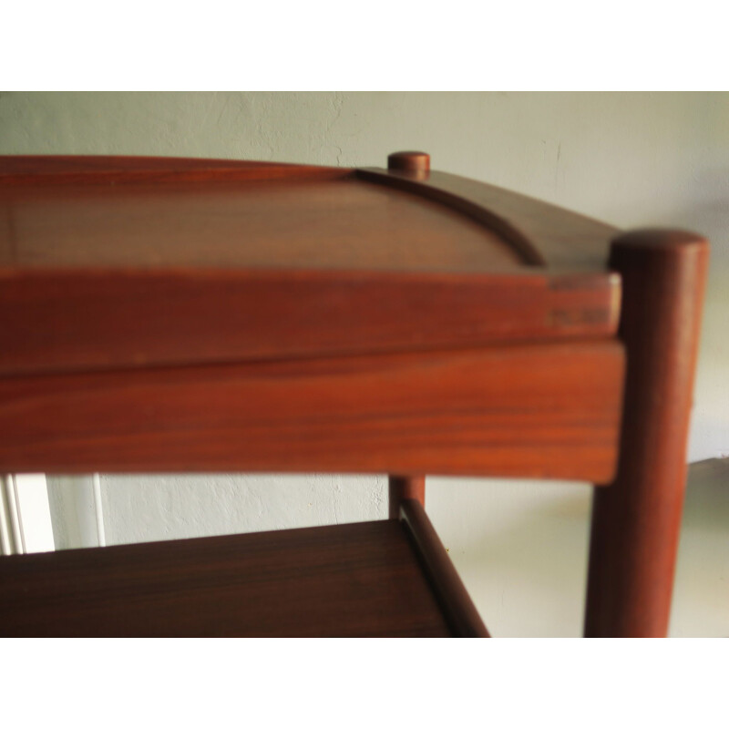 Vintage teak serving trolley with removable tray, Denmark 1960