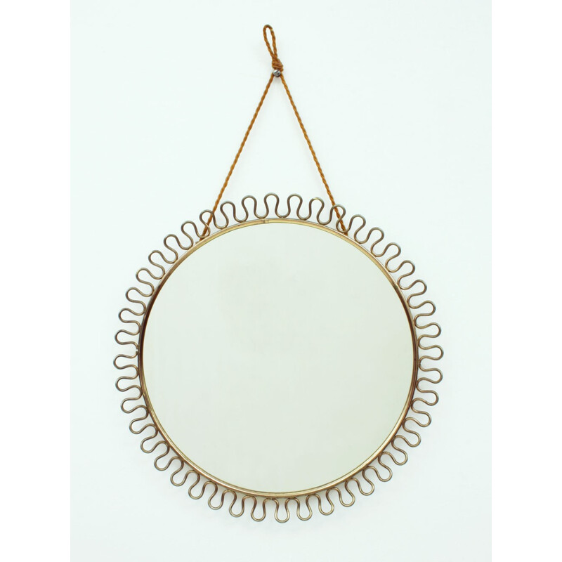 Swedish round mirror in brass - 1950s