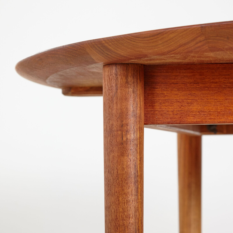 Round vintage teak dining table by Peter Hvidt for Soborg Mobler, Danish 1950