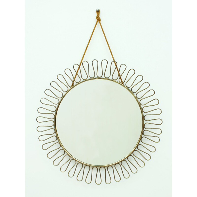 Swedish round mirror in brass - 1950s