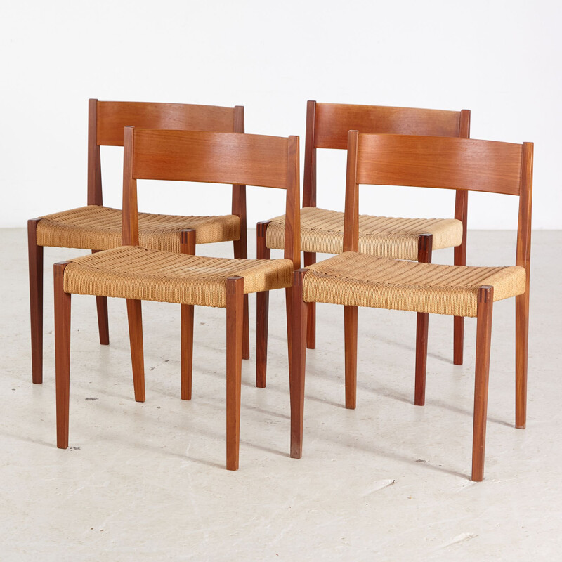 Set of 4 vintage Teak Pia Chair by Poul Cadovius for Cado 1960s