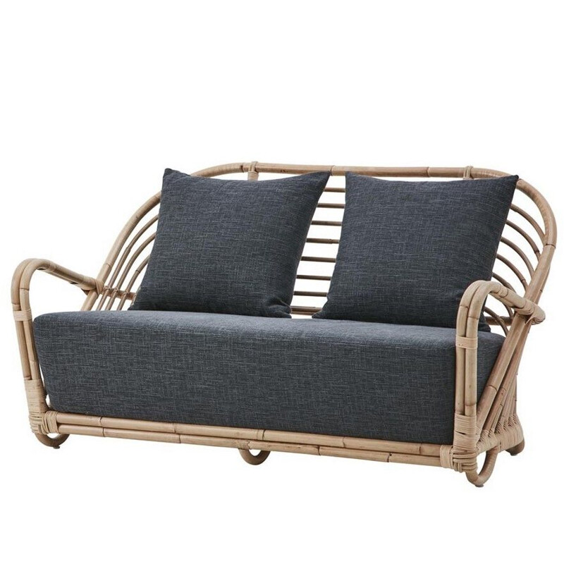 Vintage rattan Charlottenborg sofa by Arne Jacobsen 2000s