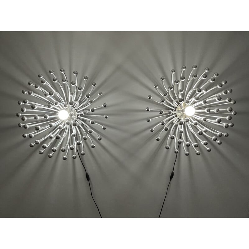 Pair of vintage Pistillo wall lights by Valenti Luce for Studio Tetrarch, 1960