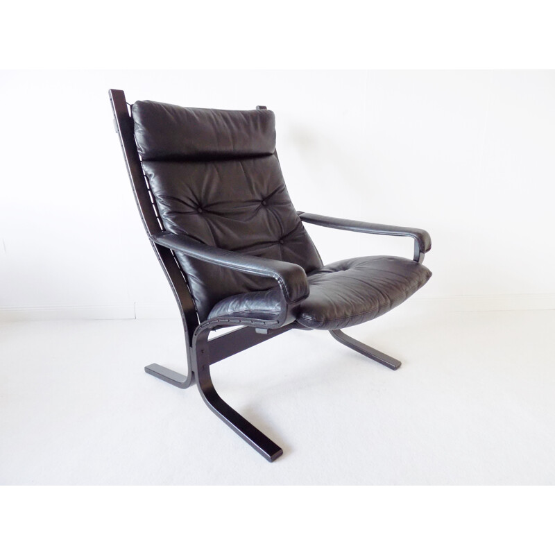 Vintage Westnofa Siesta black lounge chair by Ingmar Relling 1960s