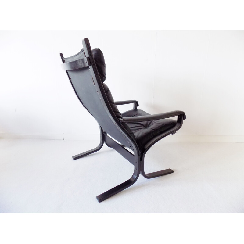 Vintage Westnofa Siesta black lounge chair by Ingmar Relling 1960s