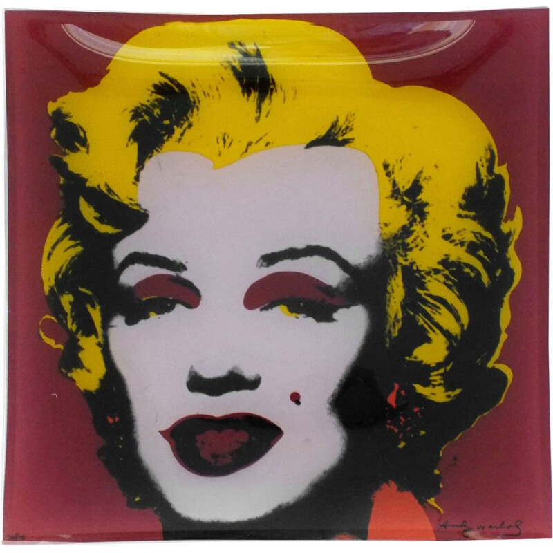 Vintage Rosenthal square glass celebrity series by Andy Warhol, 1980