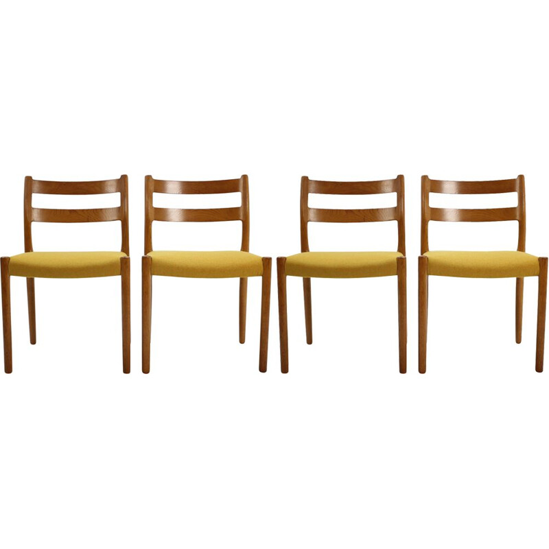 Set of 4 vintage oak chairs by N.O. Moller 1960