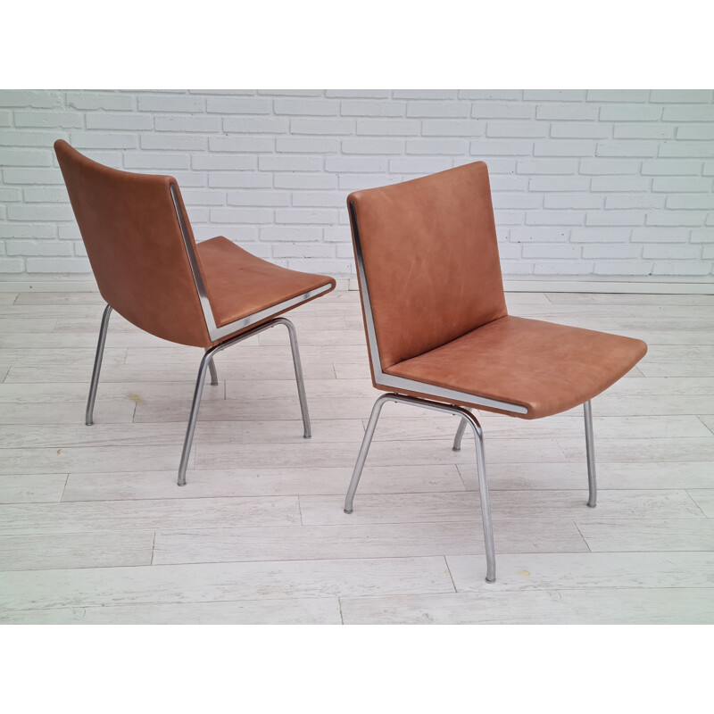 Sedia vintage in pelle modello AP38 di H.J.Wegner, Danimarca 1960