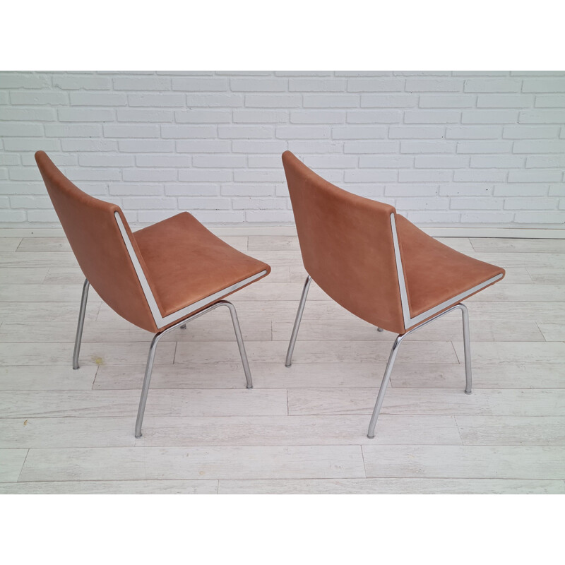 Vintage leather chair model AP38 by H.J.Wegner, Danish 1960s