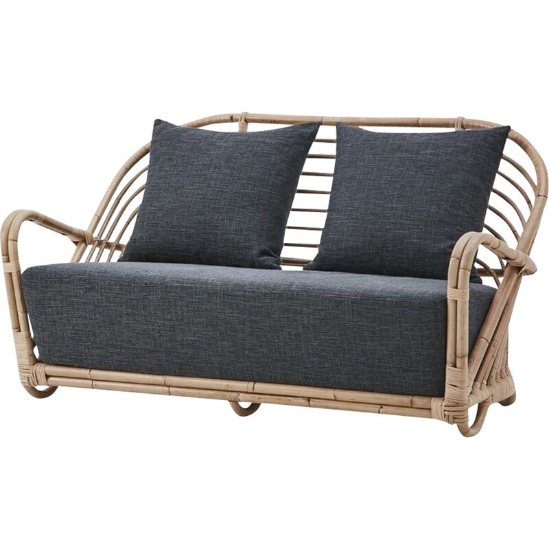 Vintage rattan Charlottenborg sofa by Arne Jacobsen 2000s