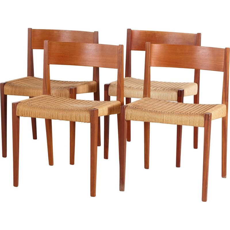 Set of 4 vintage Teak Pia Chair by Poul Cadovius for Cado 1960s