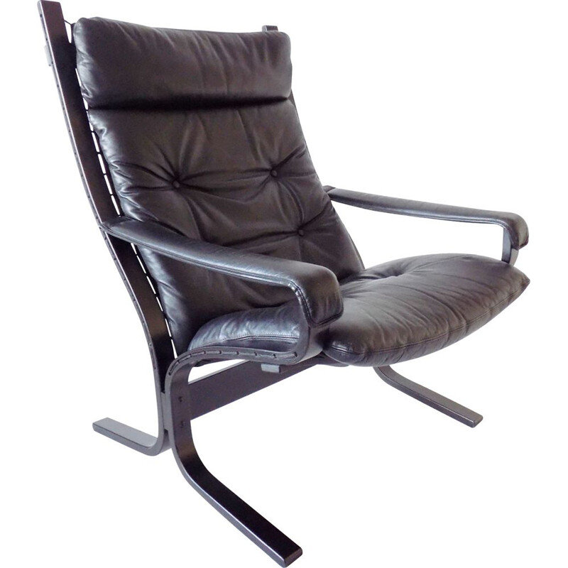 Vintage Westnofa Siesta black lounge chair by Ingmar Relling 1960s