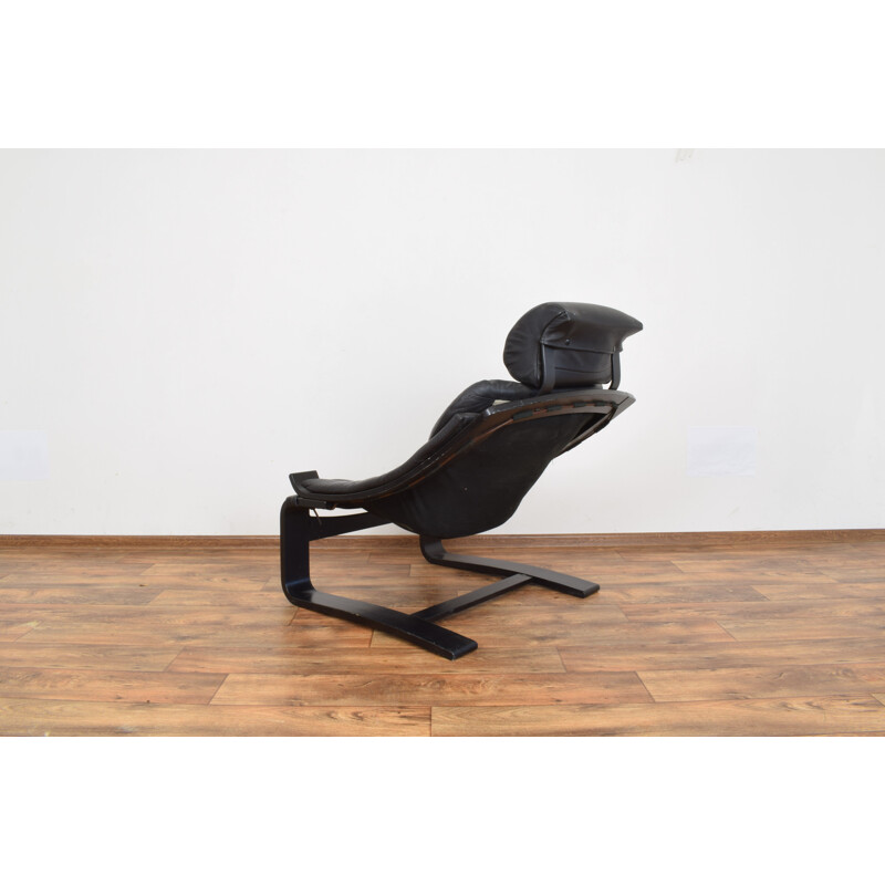 Mid-Century Kroken Leather Lounge Chair by Ake Fribyter for Nelo Möbel 1970s