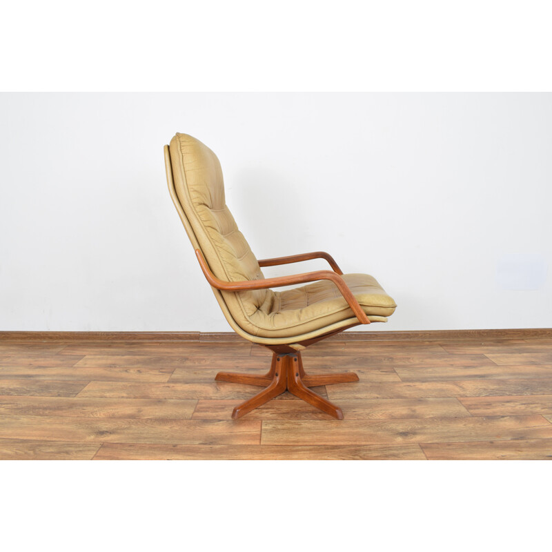 Chaise de bureau vintage en teck et cuir de Berg Furniture 1970