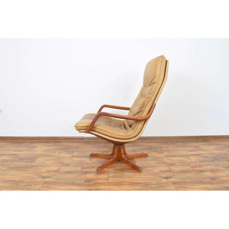 Chaise de bureau vintage en teck et cuir de Berg Furniture 1970