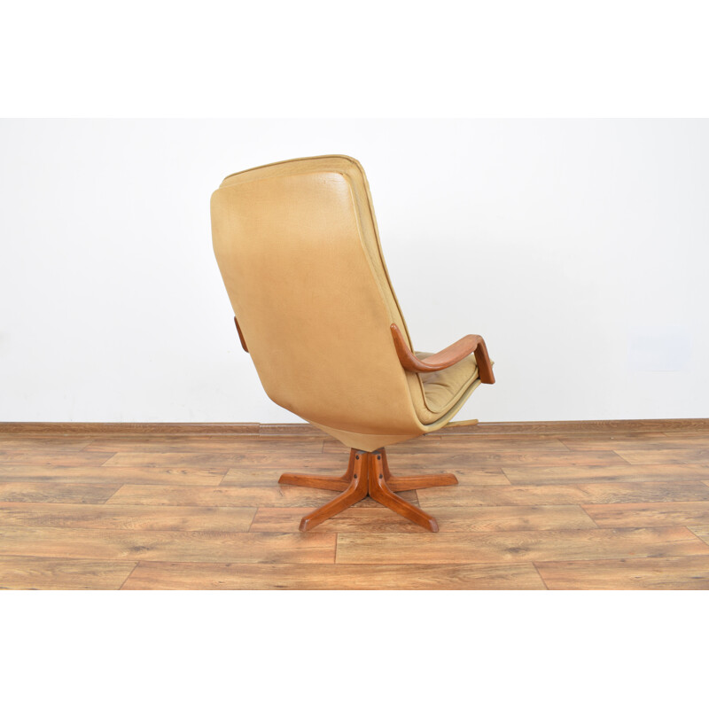 Vintage Teak & Leather Office Chair from Berg Furniture 1970s