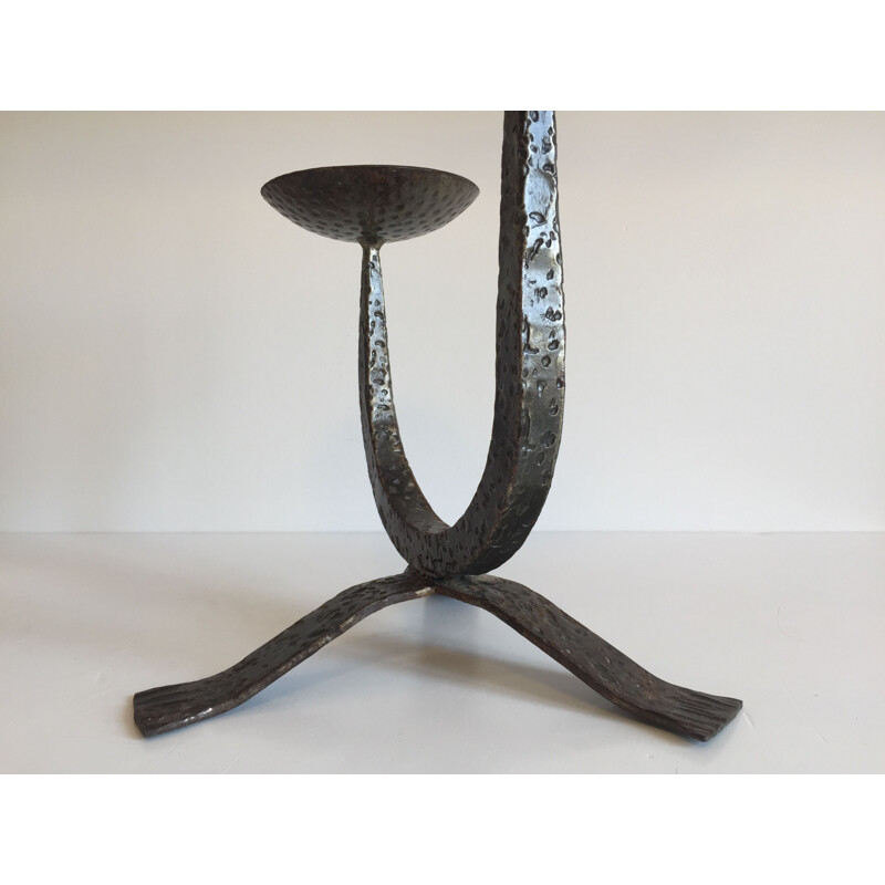 Bougeoir de table vintage en Acier Brutaliste