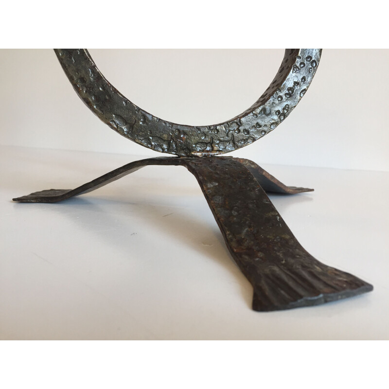 Vintage Brutalist Steel Table Candle Holder