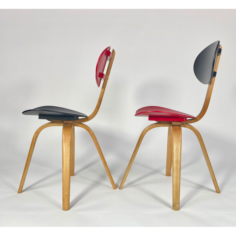 Pair of vintage wooden Arc chairs by Wilhelm Von Bode, 1950