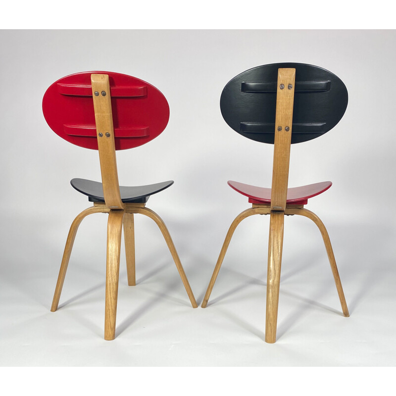 Paar vintage Arc houten stoelen van Wilhelm Von Bode, 1950