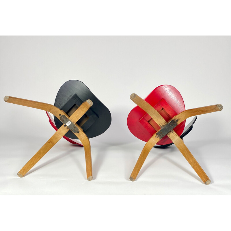 Paar vintage Arc houten stoelen van Wilhelm Von Bode, 1950