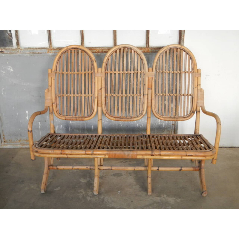 Vintage bamboo bench 1960s