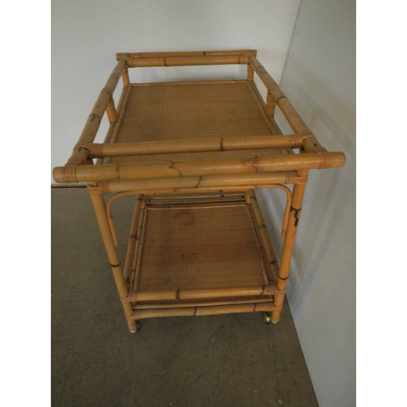 Vintage bamboo food trolley