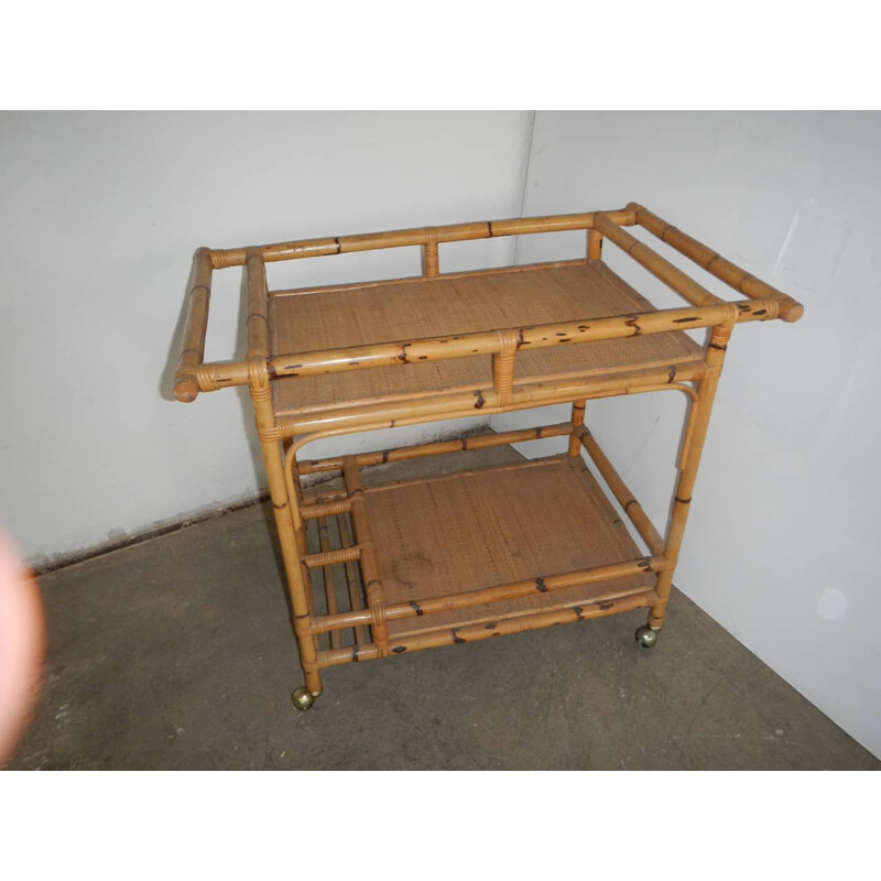 Vintage bamboo food trolley