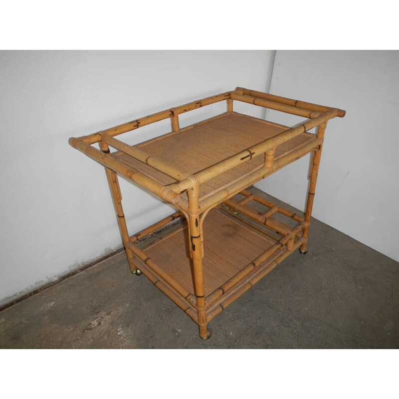 Vintage bamboo food trolley