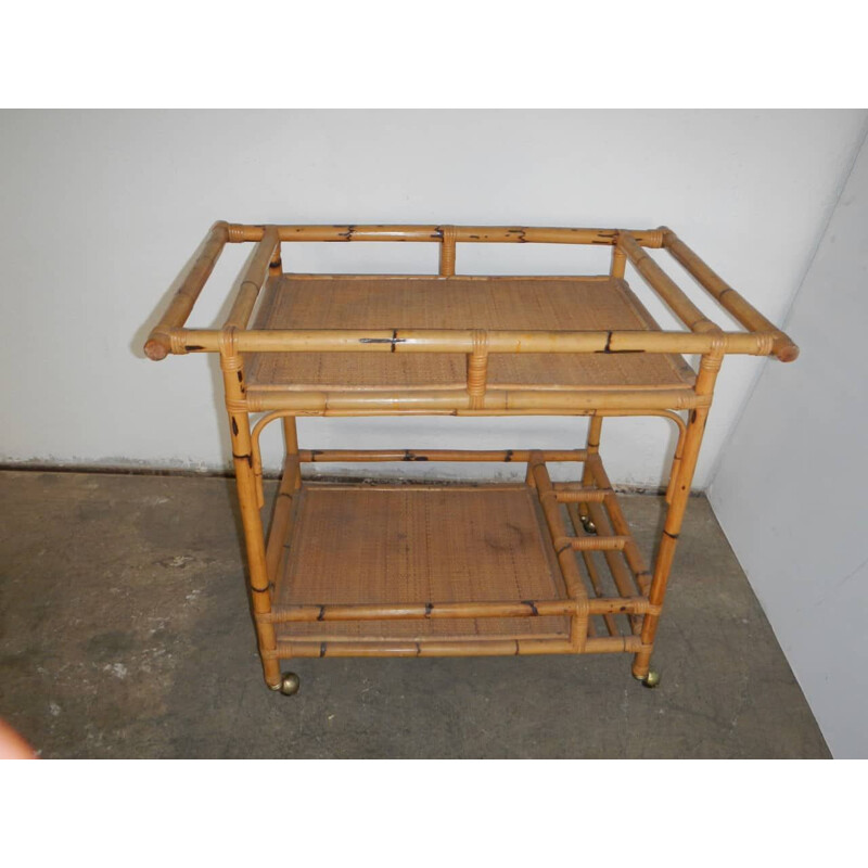 Vintage bamboo food trolley