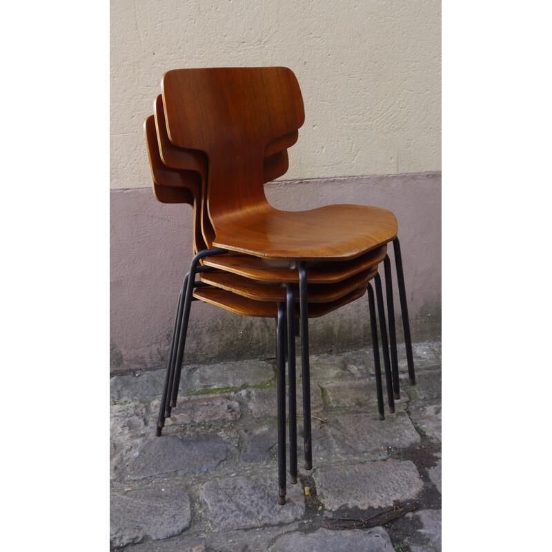 Set of 4 chairs "3103" Arne JACOBSEN - 60