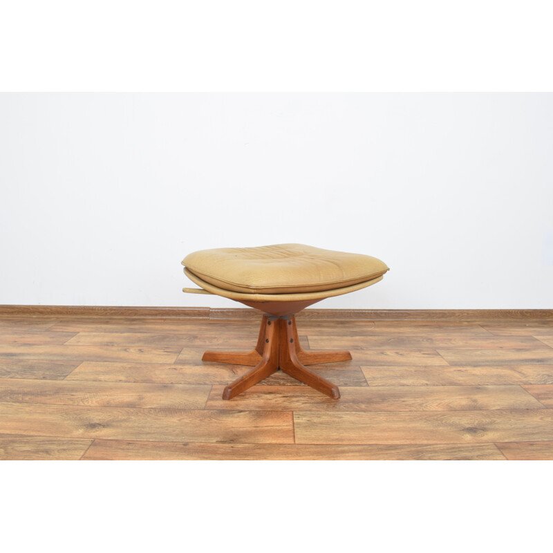 Mid-Century Teak & Leather Ottoman from Berg Furniture 1970s