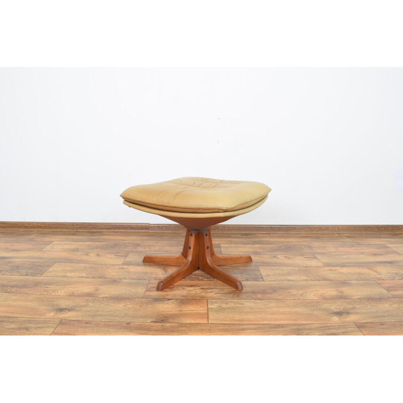 Mid-Century Teak & Leather Ottoman from Berg Furniture 1970s