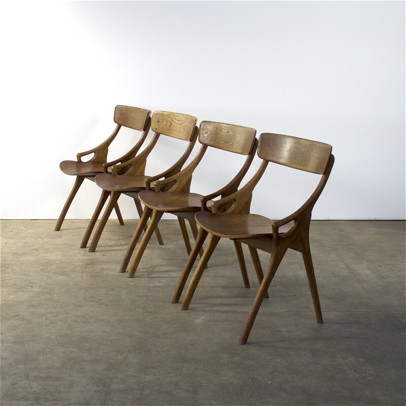 Set of 4 teak chairs, Arne HOVMAND OLSEN - 1950s