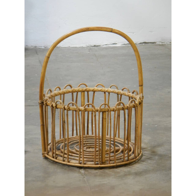 Vintage bamboo basket, Italian 1950s