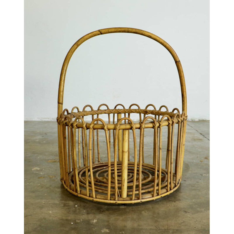 Vintage bamboo basket, Italian 1950s