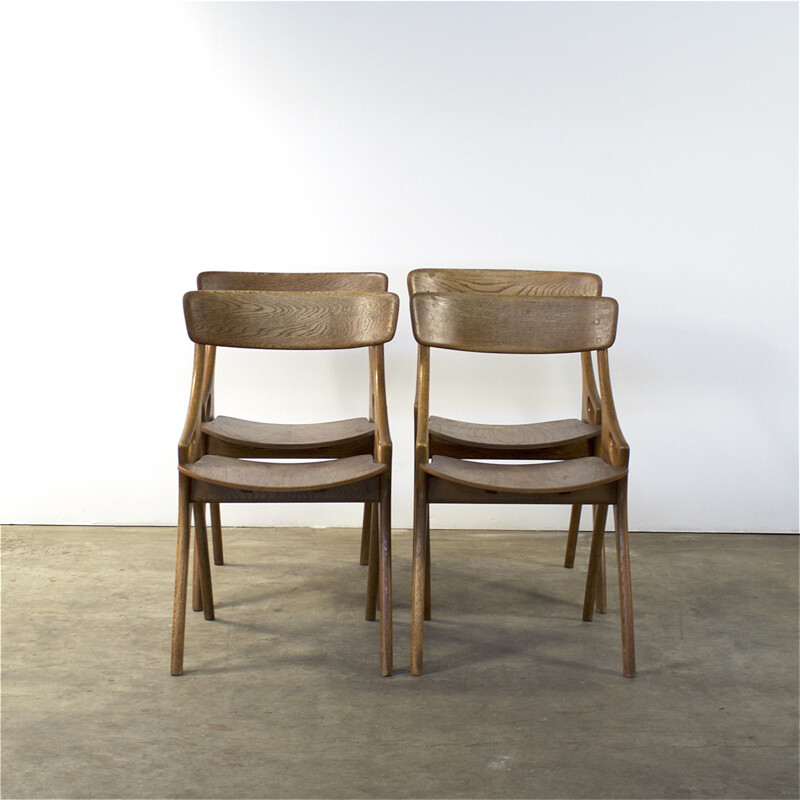 Set of 4 teak chairs, Arne HOVMAND OLSEN - 1950s