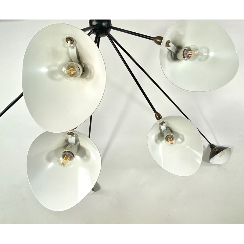 Vintage spider wall lamp with 7 fixed arms by Serge Mouille 1955s