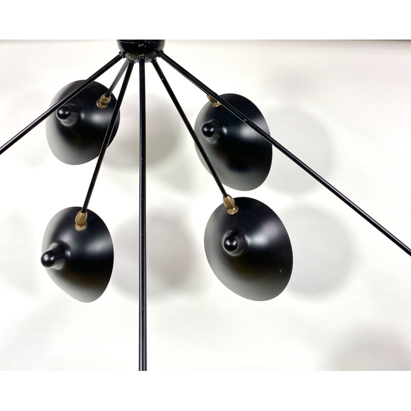 Vintage spider wall lamp with 7 fixed arms by Serge Mouille 1955s