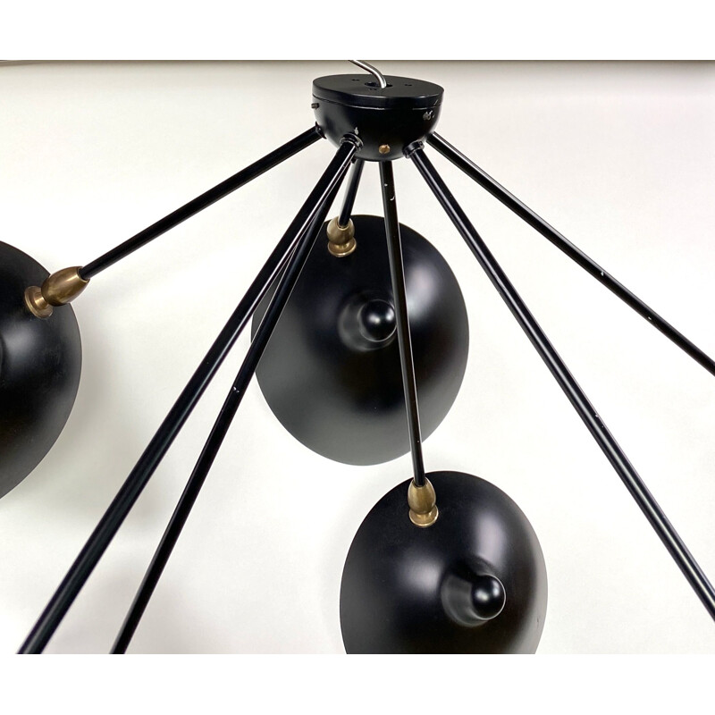 Vintage spider wall lamp with 7 fixed arms by Serge Mouille 1955s